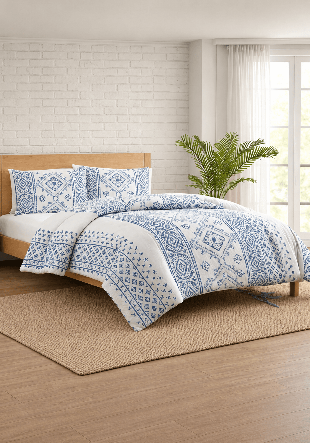 Edredón Premium King Azul Nórdico – 3 Piezas