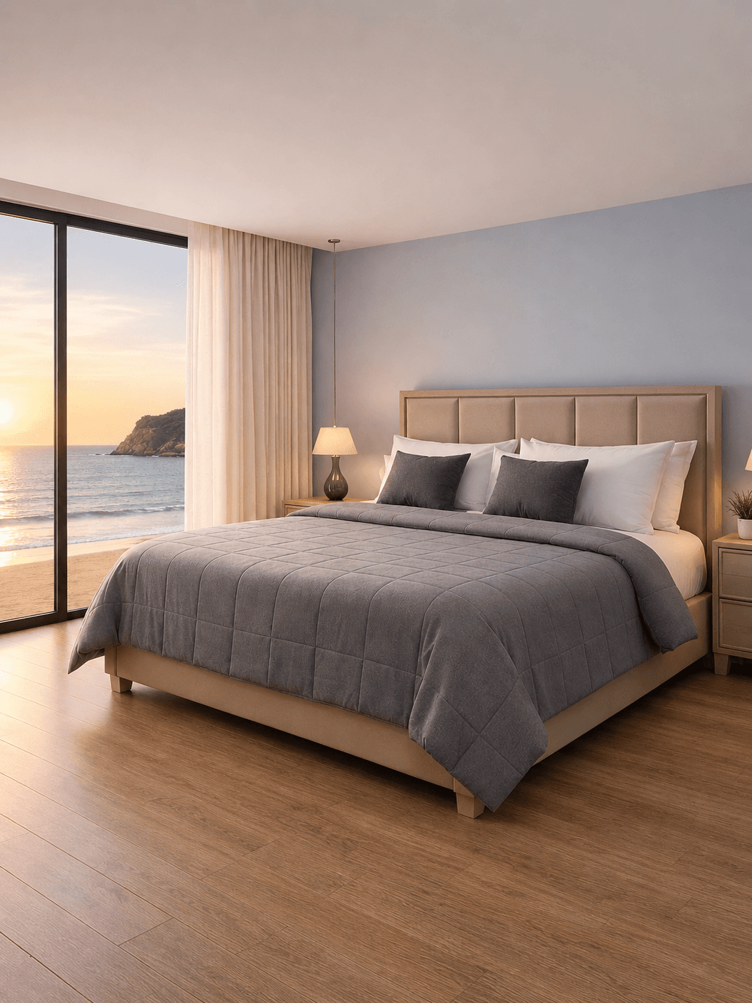 Edredón Comfort Gris Grafito King/Queen – 3 Piezas