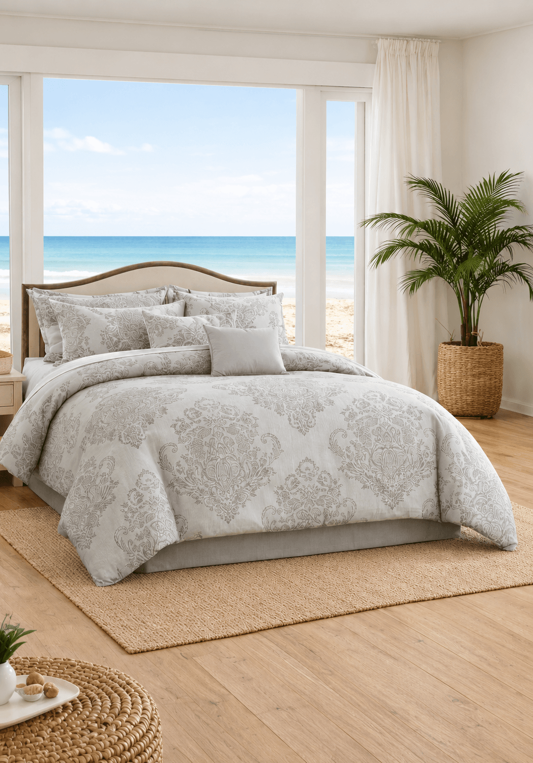 Edredón Elegance Gris Perla Queen – 5 Piezas